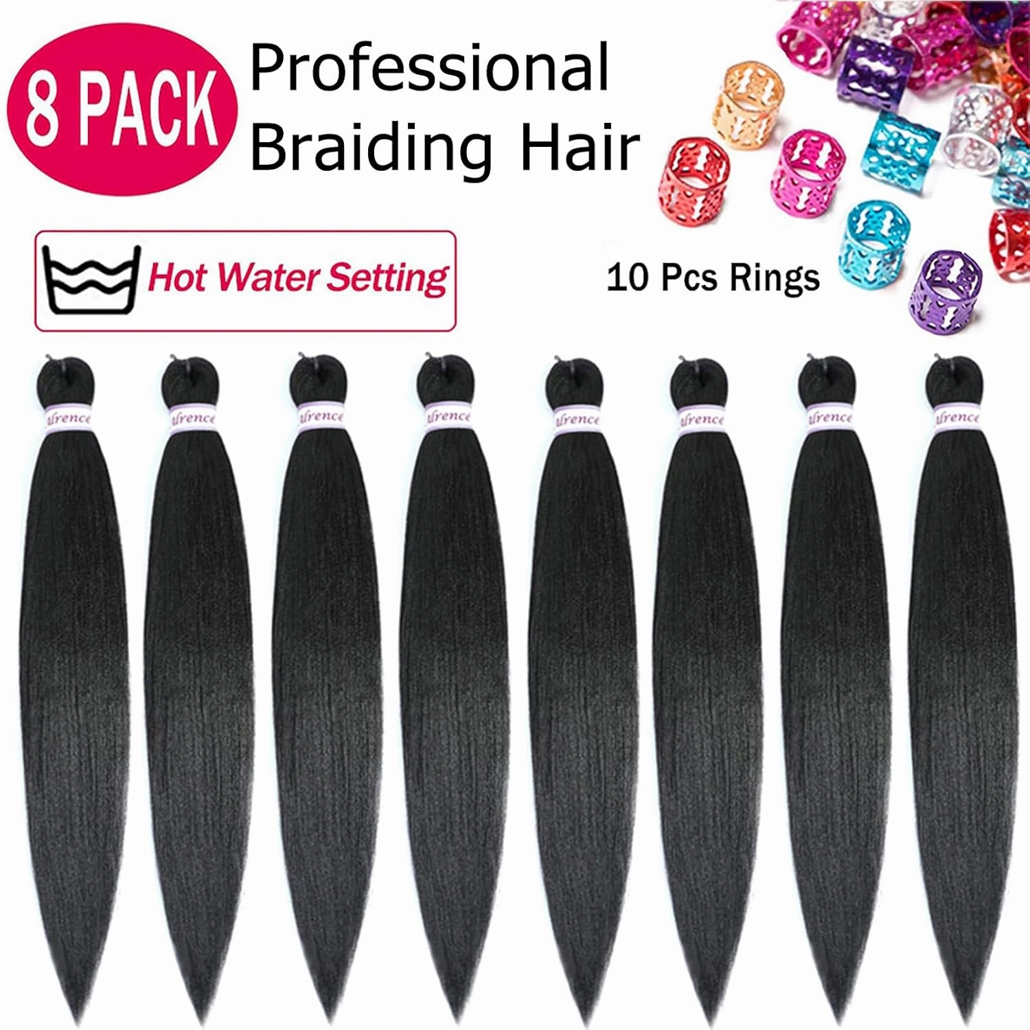 Alrence Pre Stretched Braiding Hair Long Braid 32 Inch 8 Packs Professional Braiding Hair Extensions Synthetic Crochet Twist Braids (32 Inch, 1B#)