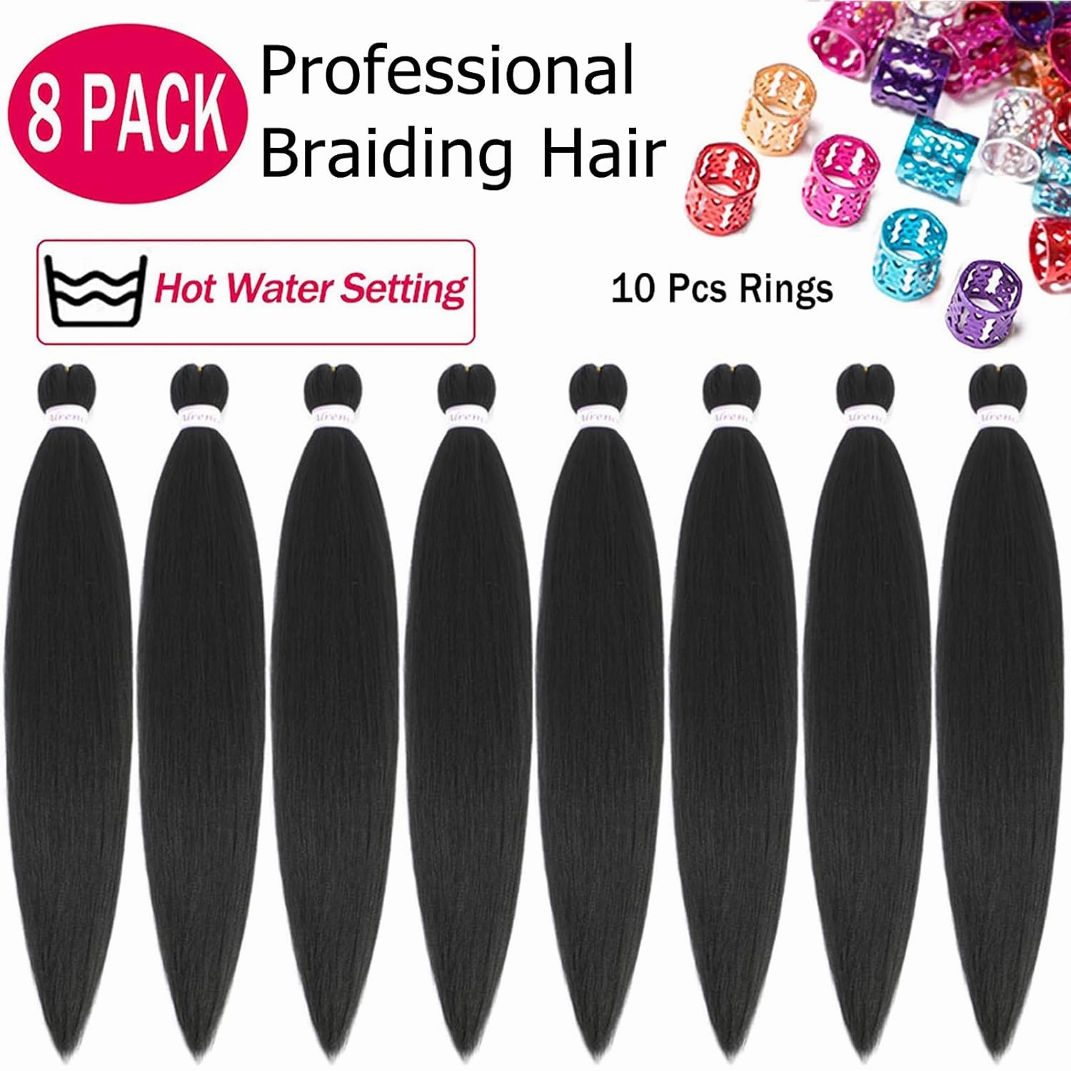 Alrence Pre Stretched Braiding Hair Long Braid 32 Inch 8 Packs Professional Braiding Hair Extensions Synthetic Crochet Twist Braids (32 Inch, 2#)