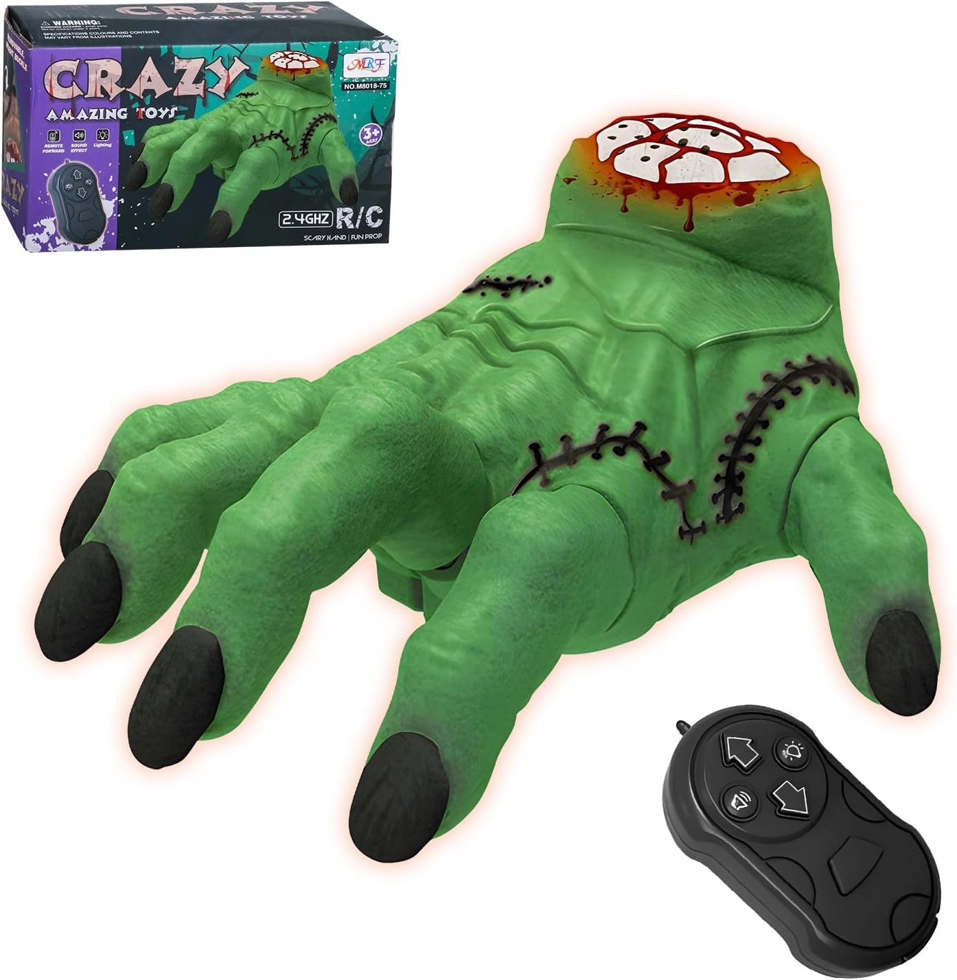 AMARONE Remote Control Crawling Hands Children's Toys - Spooky Action and Musical Effects, LED Lights, Toys 3 4 5 6 7 8 9 10 11 12   Boys/Girls, Halloween Christmas Birthday Gift, Green