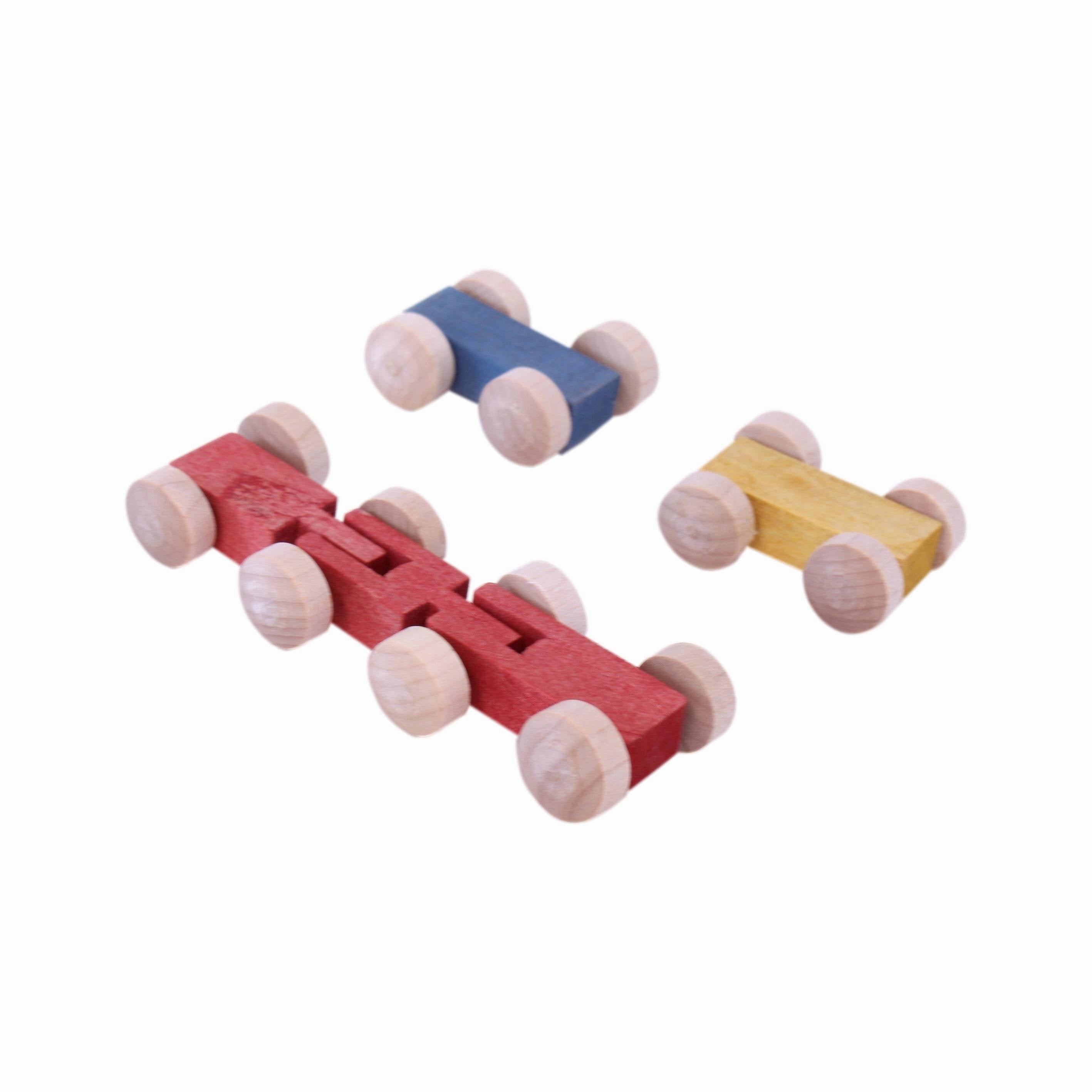 Amish-Made Mini Car Roller Wooden Toy, Pack of Cars Included From AmishToyBox.com