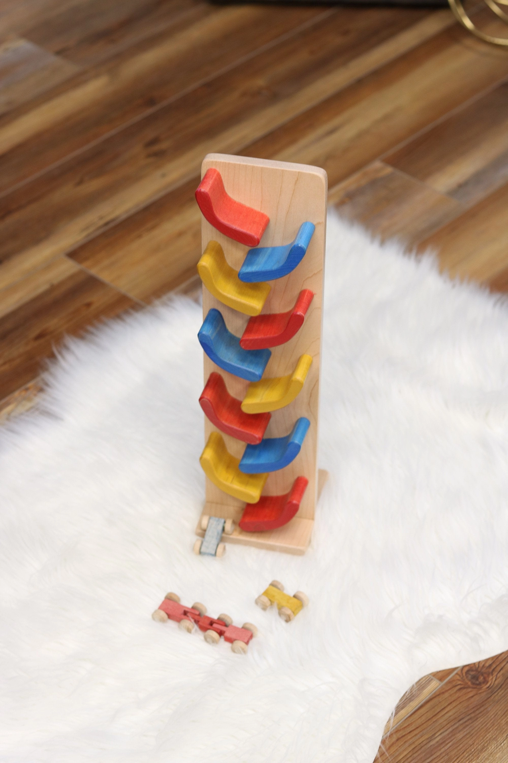 Amish-Made Mini Car Roller Wooden Toy, Pack of Cars Included From AmishToyBox.com