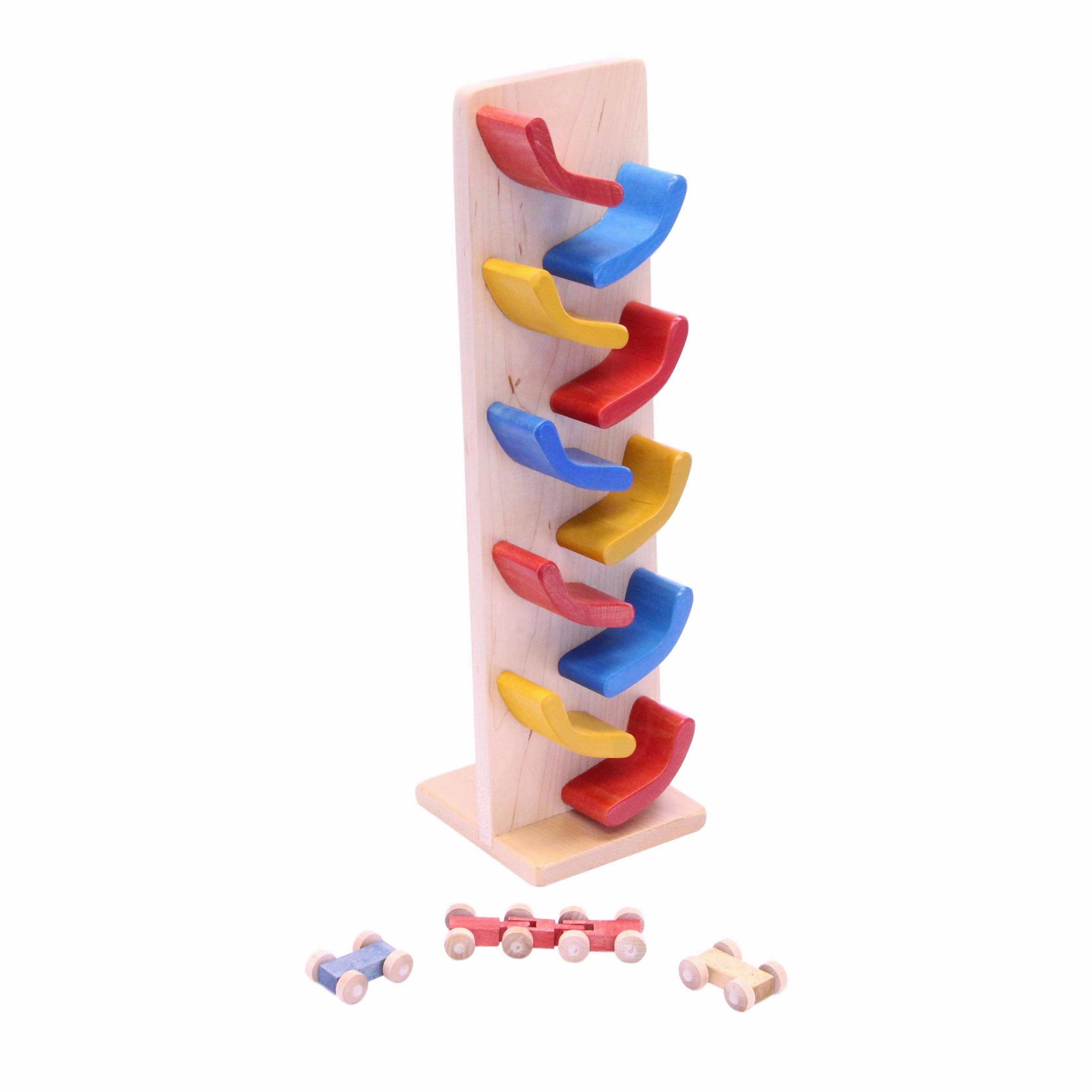 Amish-Made Mini Car Roller Wooden Toy, Pack of Cars Included From AmishToyBox.com