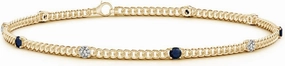 Angara Natural Blue Sapphire Chain Bracelet for Women in 14K Solid Gold | September Birthstone, Birthday, Engagement, Anniversary, Wedding Jewelry Gift for Women