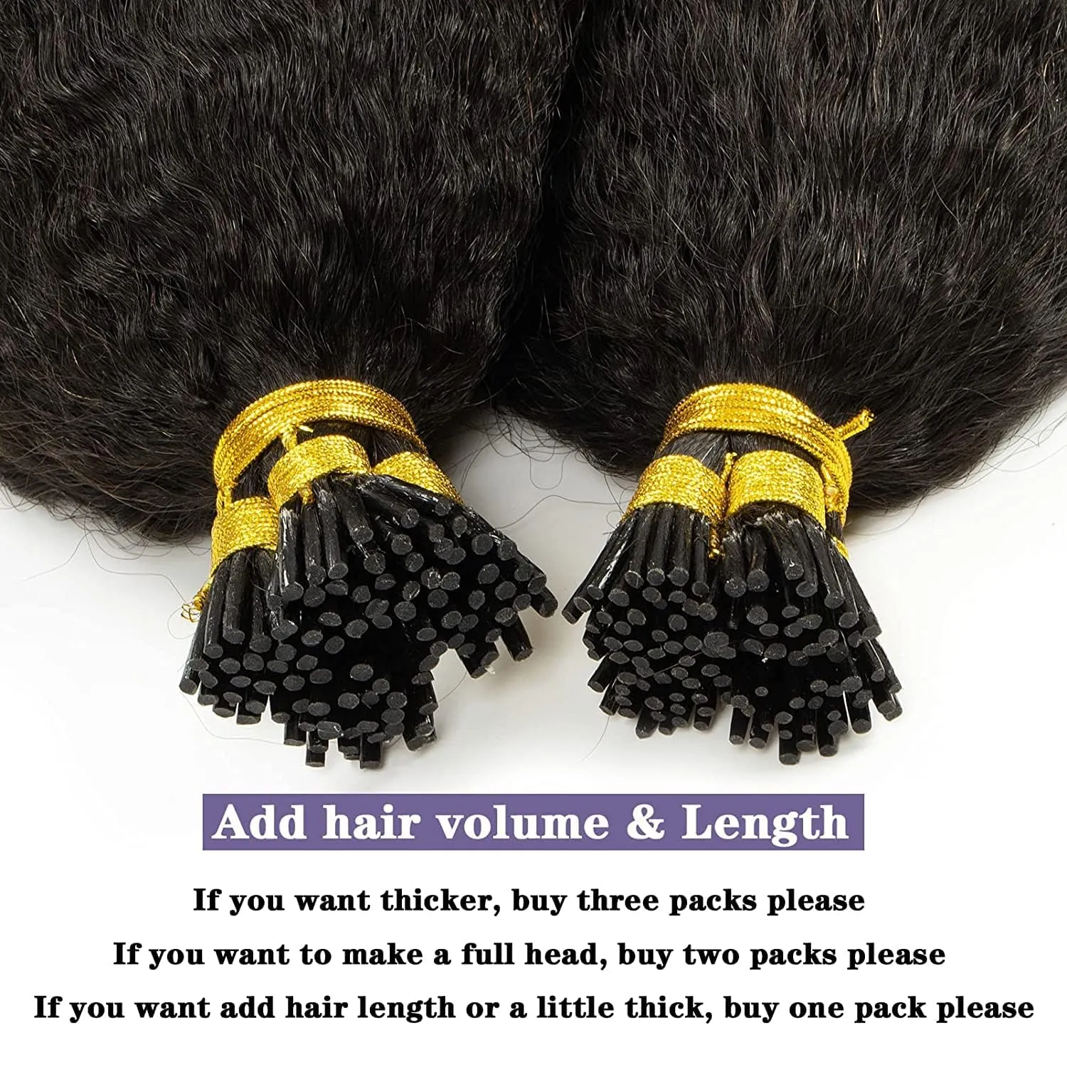 Anrosa I Tip Hair Extensions Natural Black Kinky Straight 100% Natural Black Itip Extensions Human Hair Pre Bonded Yaki Microlinks Cold Fusion Hair Extensions 50 Strands 50G Per Pack 20 Inch