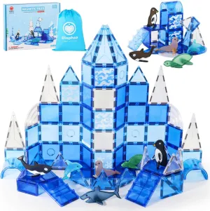Arctic Animals Magnetic Tiles for Kids Ages 3-8, Aquarium Magnetic Building Set with 6 Sea Animals, Educational Magnet Blocks for School Toddlers, Birthday Xmas Gifting Purpose for Boys Girls 4-6