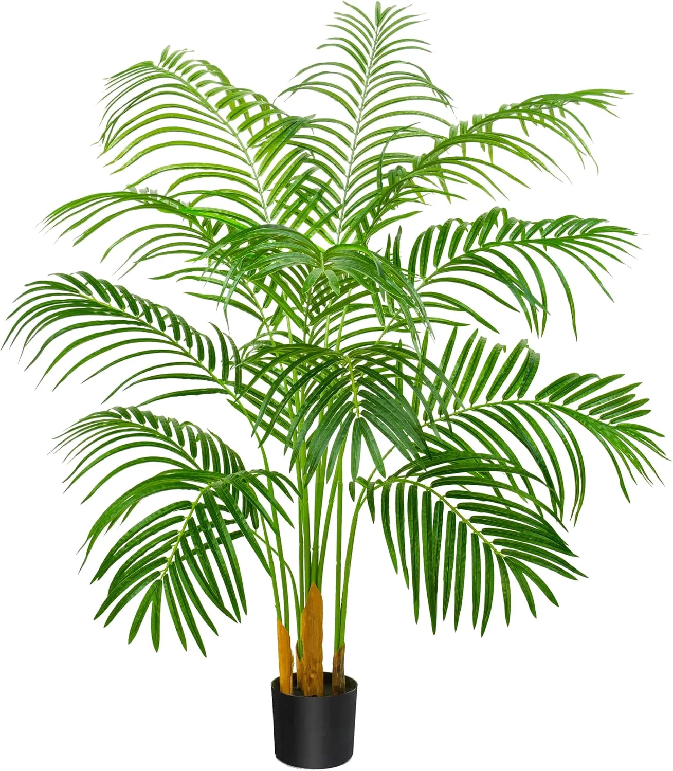 Artificial Fake Palm Tree with 13 Trunks and Real Bark Design, Premium Polyester,Tropical Paradise Palm Tree in Pot (1, Black, 5 FT)