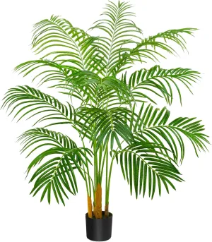 Artificial Fake Palm Tree with 13 Trunks and Real Bark Design, Premium Polyester,Tropical Paradise Palm Tree in Pot (1, Black, 5 FT)