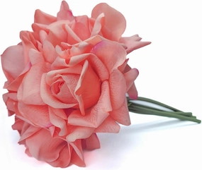 Artificial flower real touch roses feel and look realistic fake roses with stems, suitable for gift, for wife girlfriend mom friends, Indoor home table，cake, hotel, car decoration (orange red)