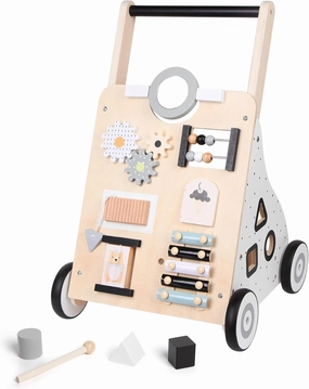 Asweets Wooden Baby Walker Push and Pull Learning Activity Walker Kids’ Activity Toy Multiple Activities Center Develops Motor Skills & Stimulates Creativity(Natural)
