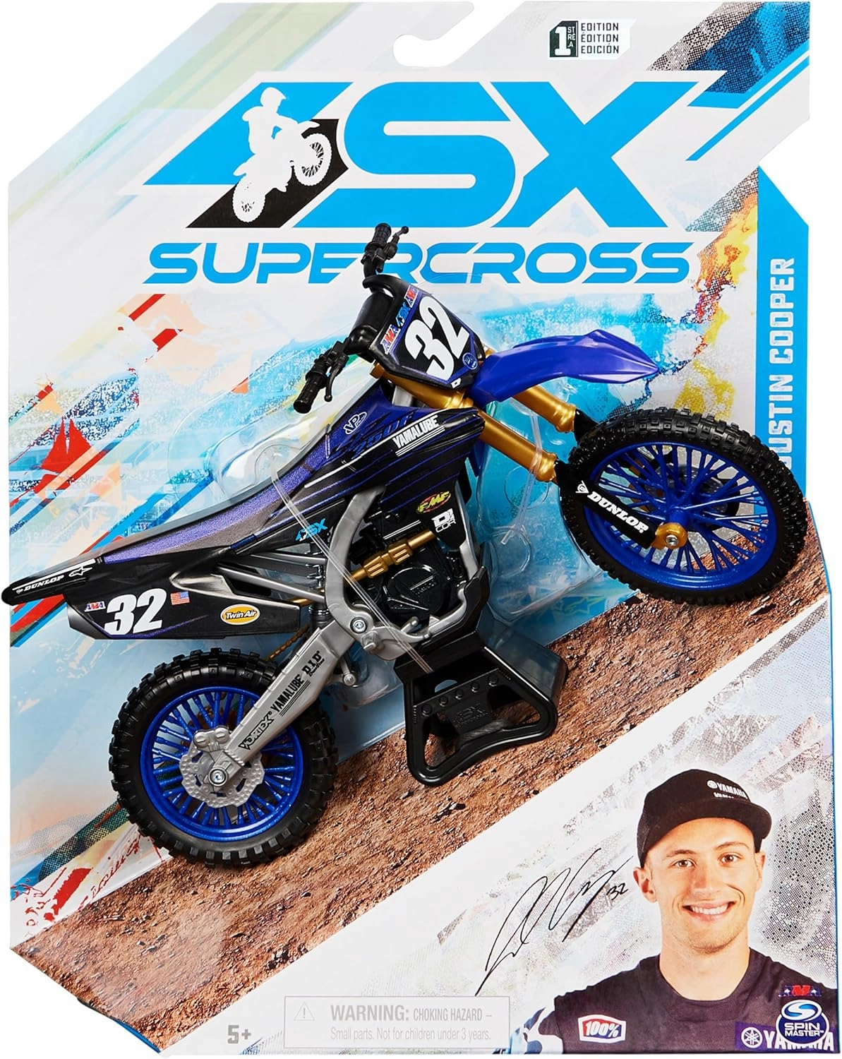 Authentic Justin Cooper 1:10 Scale Collector Die-Cast Toy Motorcycle Replica with Display Stand, For Collectors and Kids Age 5 and Up