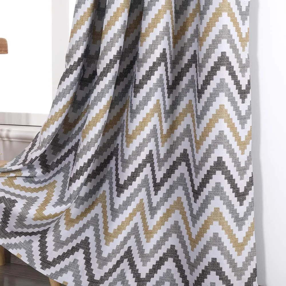 Autumn Dream Chevron Bohemian Grommet Top Bedroom Blackout Curtains Drapes for Living Room,52by63Inch,Yellow,1 Panel