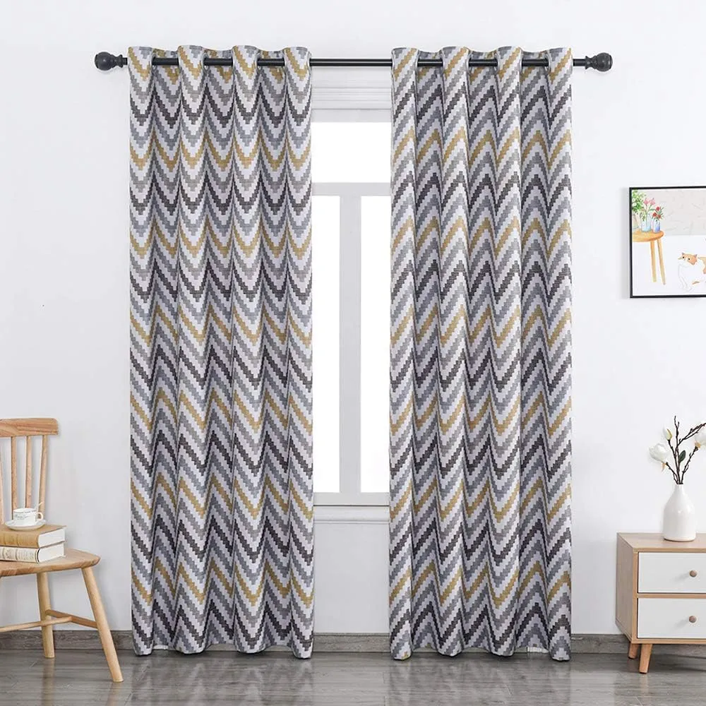 Autumn Dream Chevron Bohemian Grommet Top Bedroom Blackout Curtains Drapes for Living Room,52by63Inch,Yellow,1 Panel