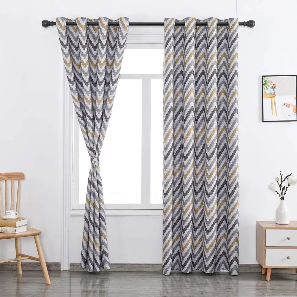 Autumn Dream Chevron Bohemian Grommet Top Bedroom Blackout Curtains Drapes for Living Room,52by63Inch,Yellow,1 Panel