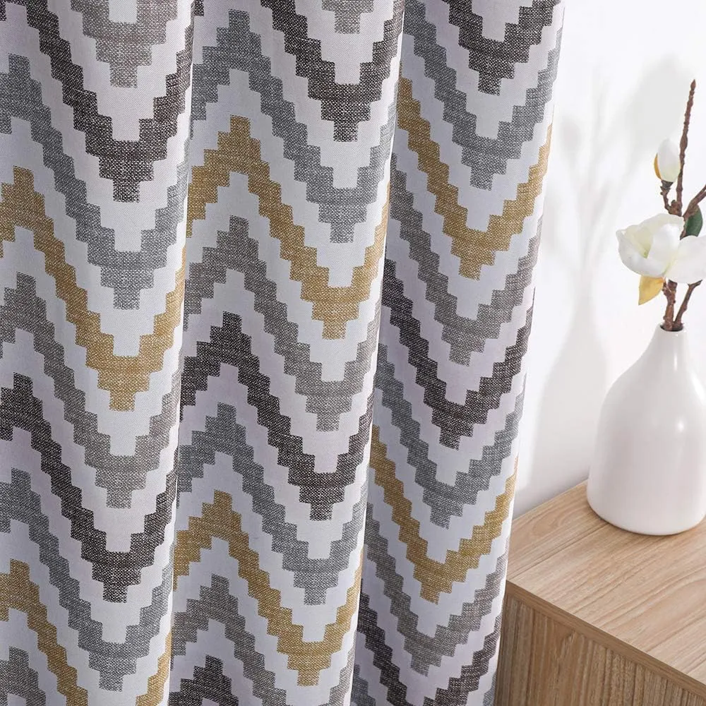 Autumn Dream Chevron Bohemian Grommet Top Bedroom Blackout Curtains Drapes for Living Room,52by63Inch,Yellow,1 Panel