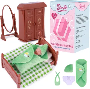 BABESIDE Mini Silicone Baby Dolls, 3 Inch Realistic-Newborn Full Silicone Cute Little Baby Doll Tiny Real Life Miniature Baby Dolls with Playset Accessories for Girls Kids