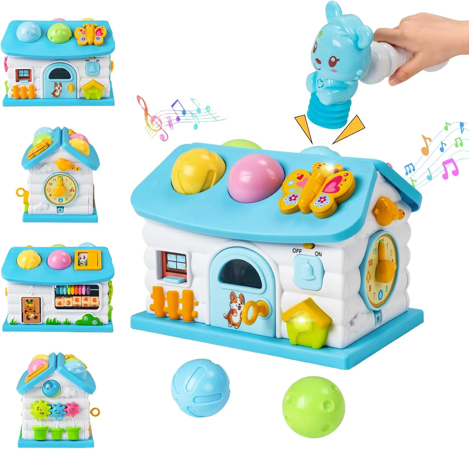 Baby Toys for 1 Year Old Girl Gifts, Montessori Toys with a Rabbit Hammer, 13-in-1 Multi-Functional House, Musical Toy for Toddler 6-12 12-18 Months, First Birthday Gift for 1 2 Year Old Girls Boys