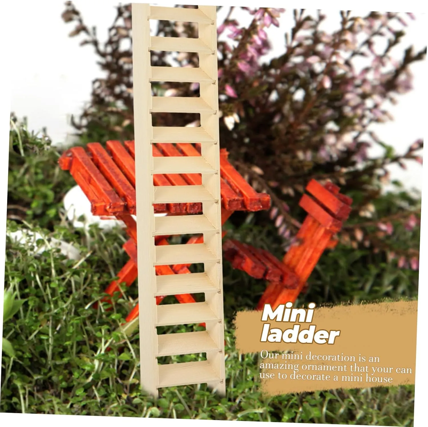 balacoo 2pcs Miniature Wooden Ladder Fairy Ladder Decor for Dollhouse and Mini House Simulation Compact Ornament for Miniature Gardens and Vivid Life Scenes