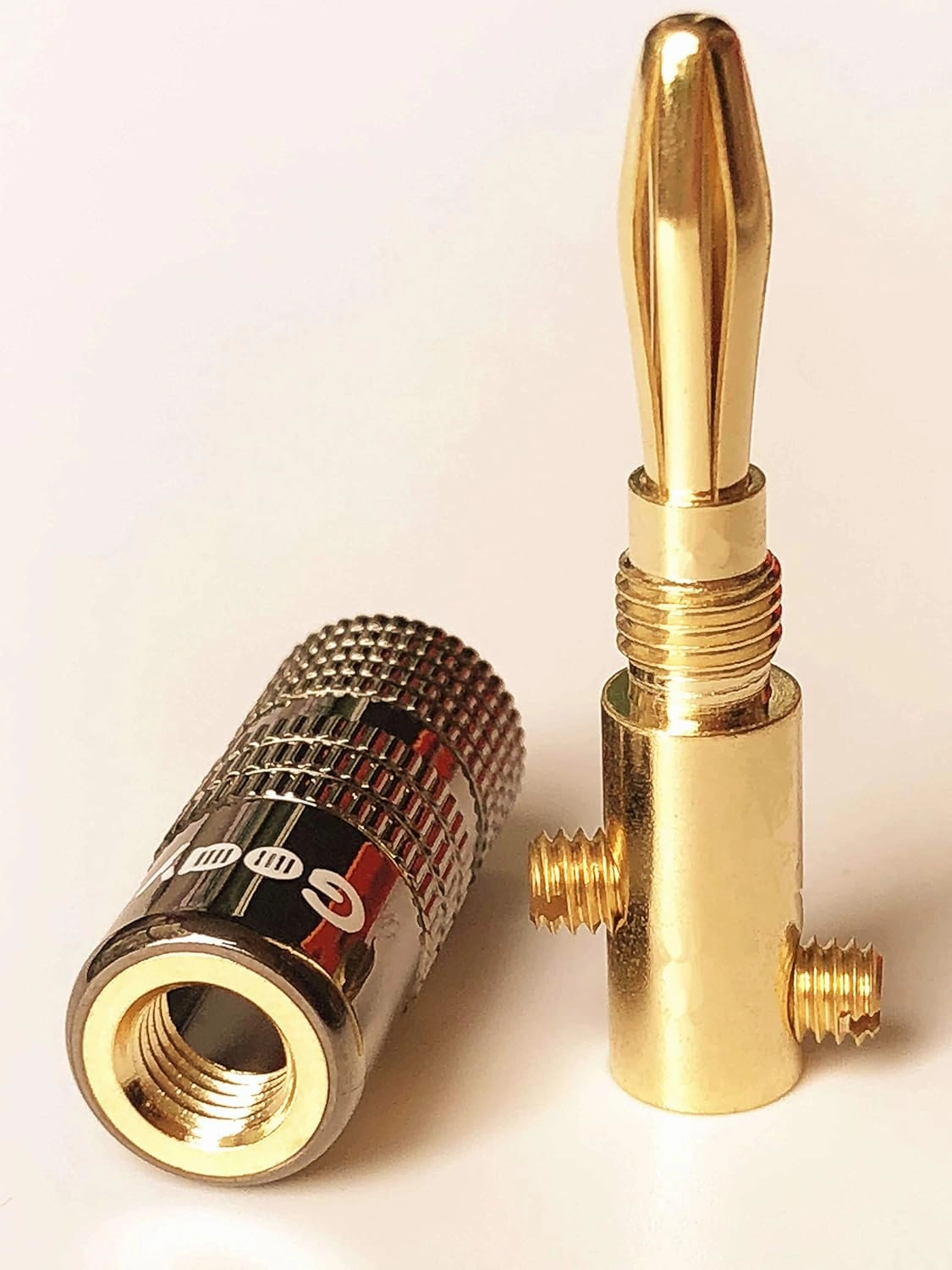Banana Plugs for Speaker Wire - 24K Gold Plated Banana Adapter Connector(6 Pairs/12 pcs)