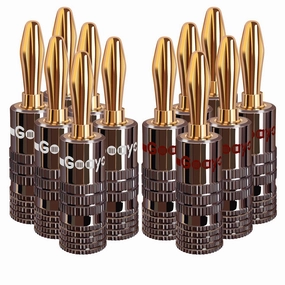Banana Plugs for Speaker Wire - 24K Gold Plated Banana Adapter Connector(6 Pairs/12 pcs)