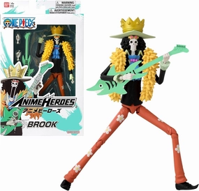 BANDAI ONE Piece Brook Action Figure - 17cm Articulated Anime Hero with Extra Accessories, Pirate Toys Gift