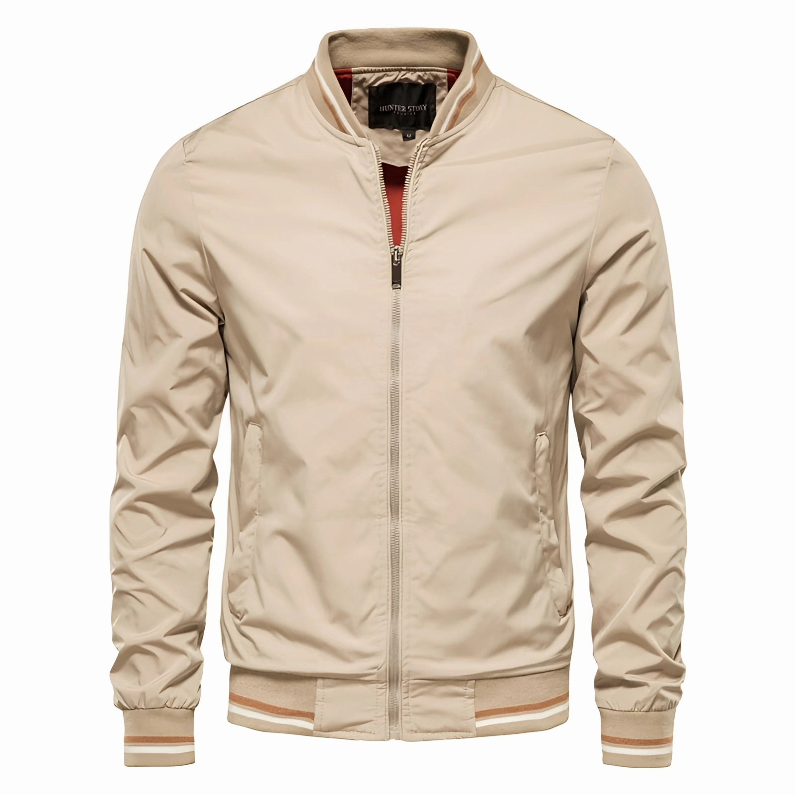 Beige Lightweight Jacket - Durable Outdoor Wear, Premium Zipper