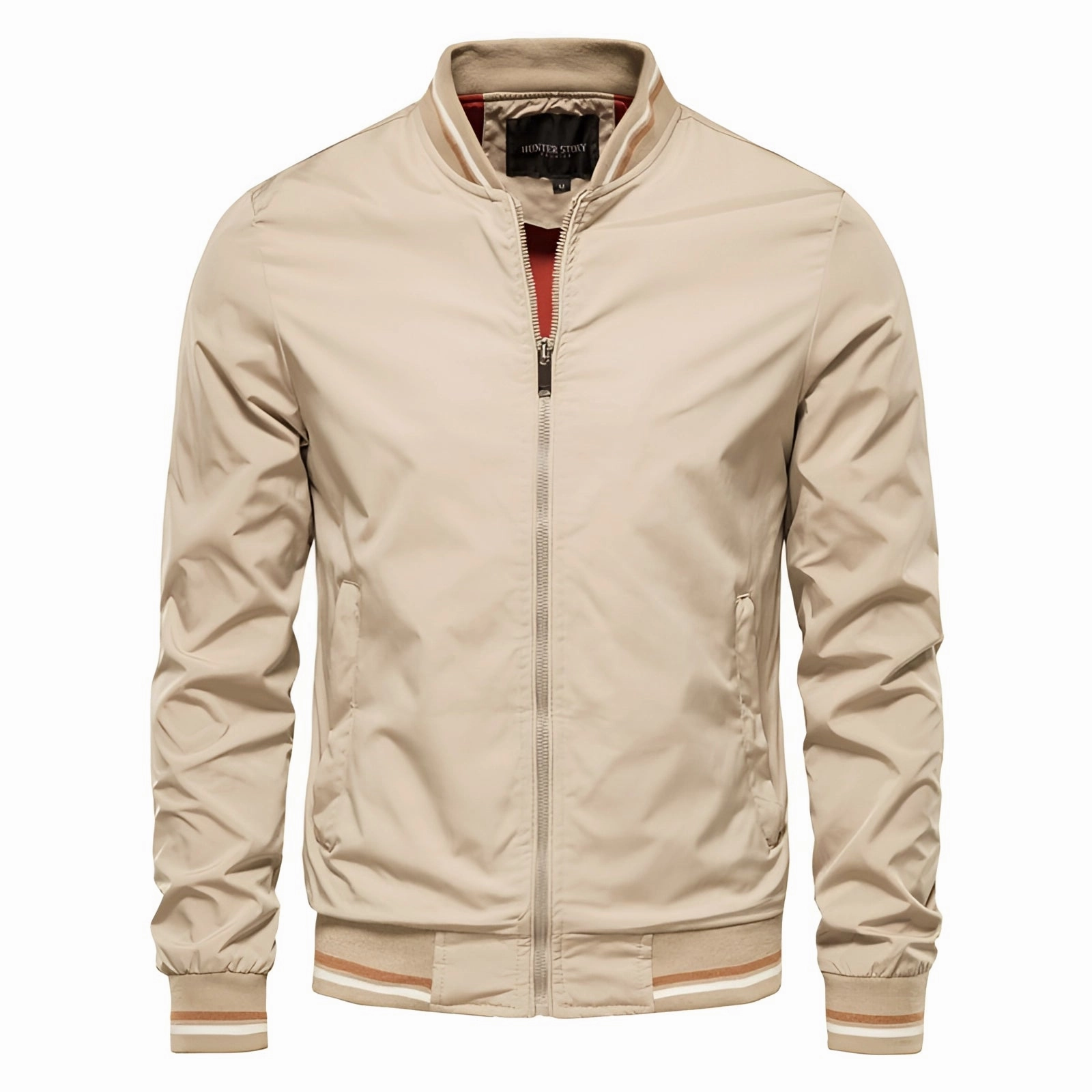 Beige Lightweight Jacket - Durable Outdoor Wear, Premium Zipper