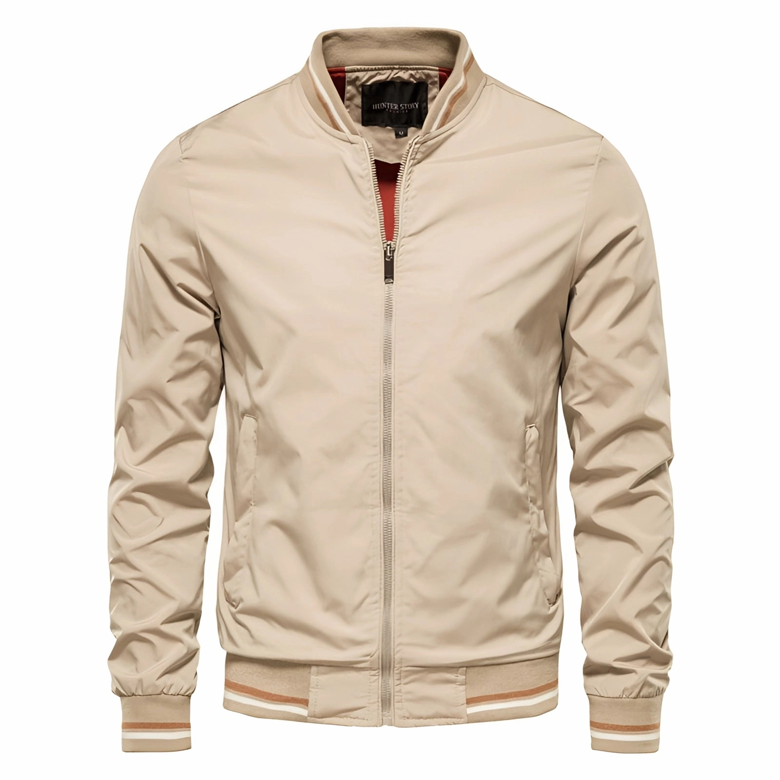 Beige Lightweight Jacket - Durable Outdoor Wear, Premium Zipper