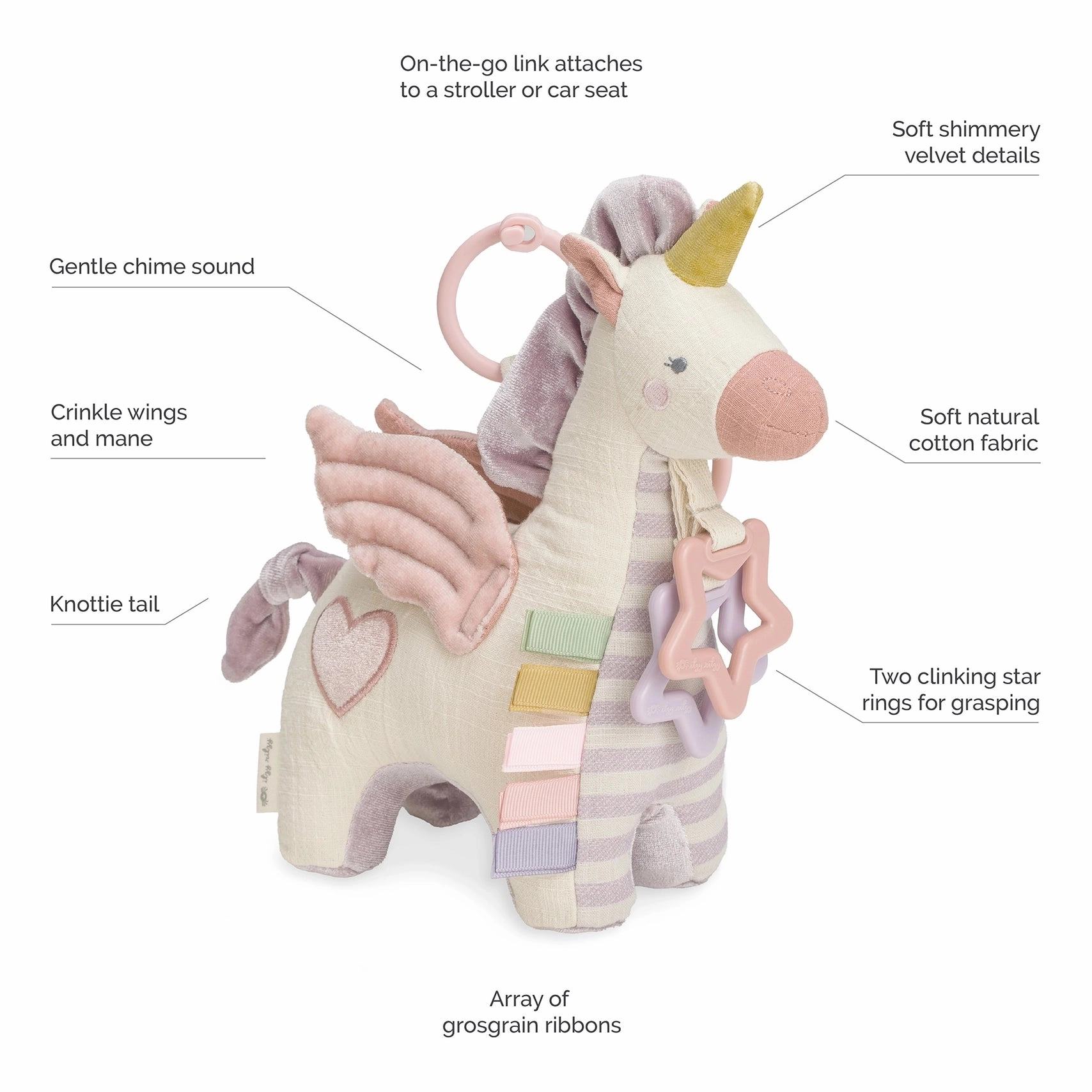 Bespoke Link & Love™ Activity Plush & Teether Toy - Pegasus