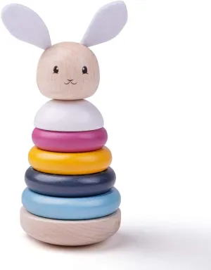 Bigjigs Toys Wooden Rabbit Stacking Rings (7 Pieces) - FSC® Certified Baby Stacker Toy, Eco Friendly Montessori Toys, Gifts for Babies & Toddlers, 1 Year Old  