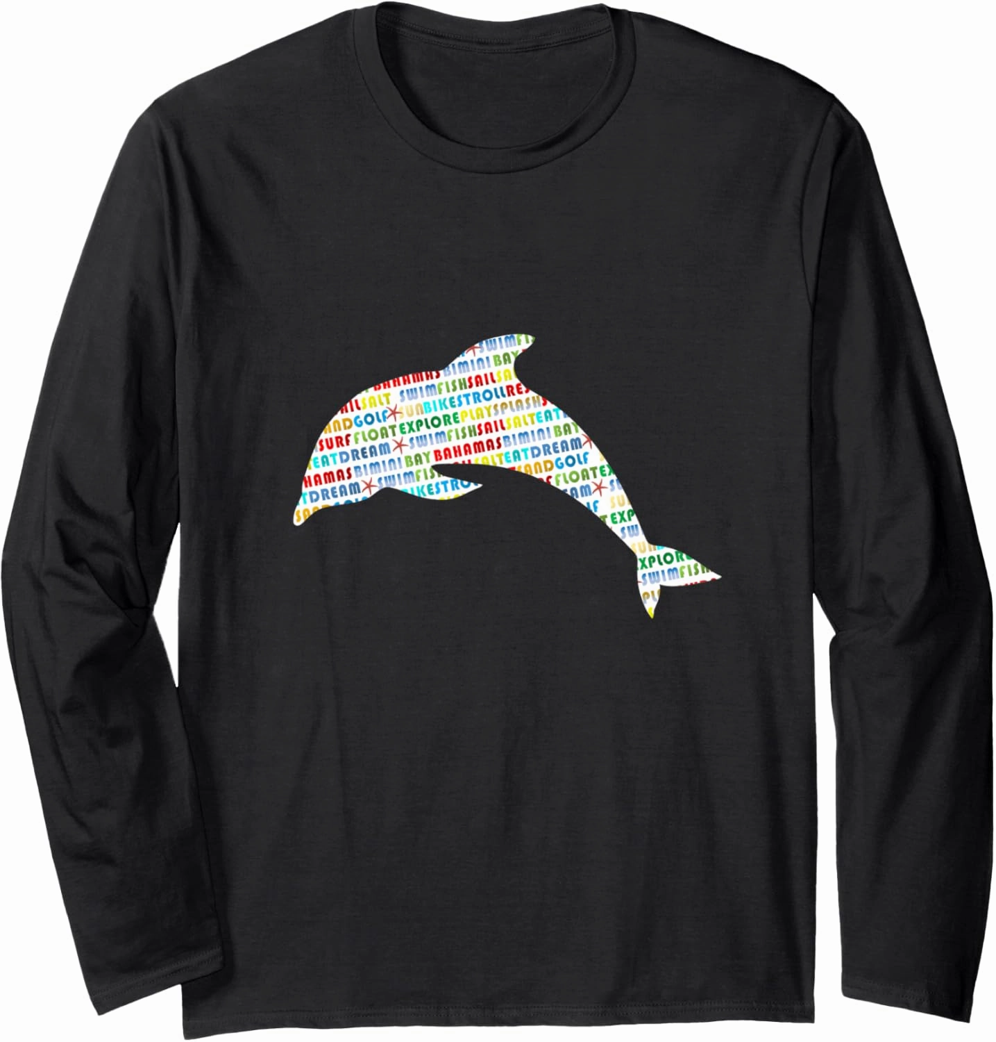 Bimini Bay Dolphin Word Cloud Long Sleeve T-Shirt