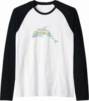 Bimini Bay Dolphin Word Cloud Raglan Baseball Tee