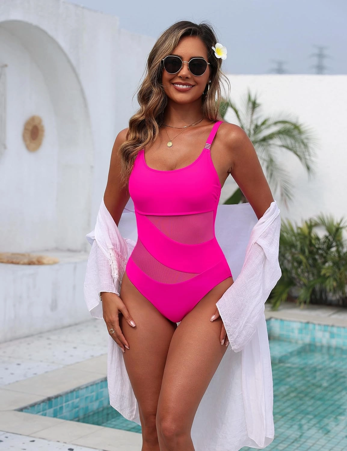 Blooming Jelly Women's Sexy One Piece Bathing Suits One Shoulder Swimsuits Slimming Mesh Swimwear