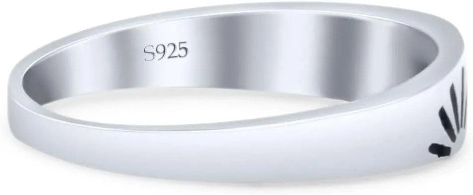 Blue Apple Co. Iconic Sunrise Or Sunset Ring Sunshine New Art Trending Oxidized Ring Band Solid 925 Sterling Silver Thumb Ring (4.5mm)