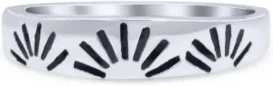 Blue Apple Co. Iconic Sunrise Or Sunset Ring Sunshine New Art Trending Oxidized Ring Band Solid 925 Sterling Silver Thumb Ring (4.5mm)