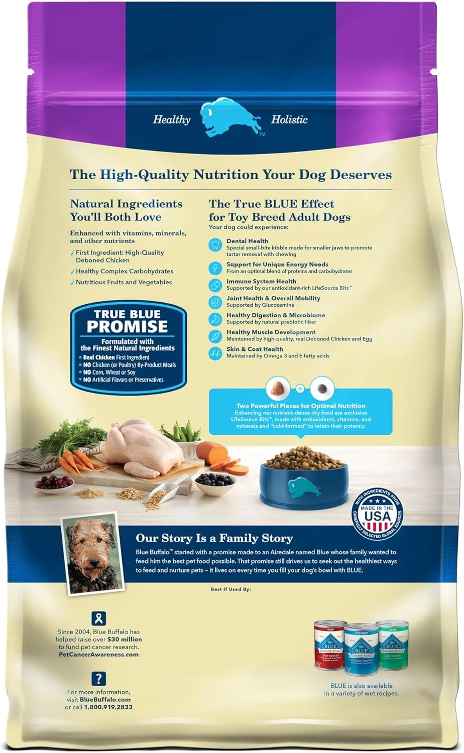 Blue Buffalo Life Protection Formula Toy Breed Adult Dry Dog Food, Supports High Energy Needs, Made with Natural Ingredients, Chicken & Brown Rice Recipe, 4-lb Bag
