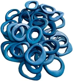 Blue tagua Donuts, Hoops, Rings, Discs. 20 Discs of Natural and Organic tagua. Vegetable Ivory nut. Corozo from Colombia. Size: 4 x 3 cm. Approx. Top drilled