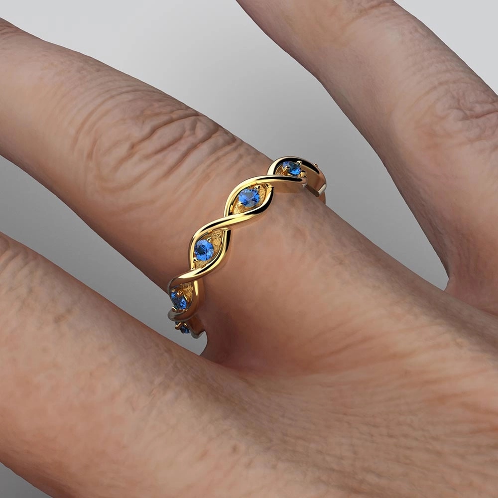 Blue Sapphire Eternity Gold Band