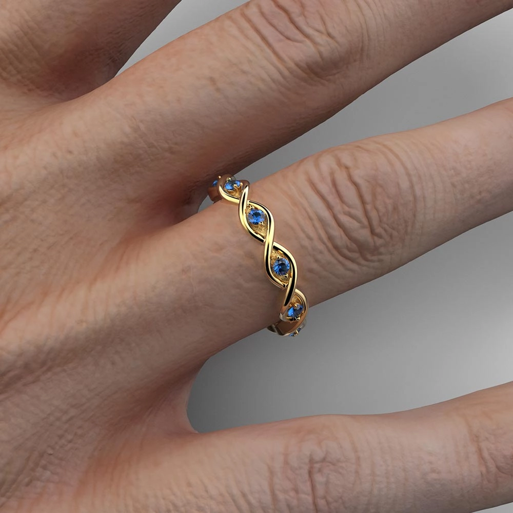 Blue Sapphire Eternity Gold Band