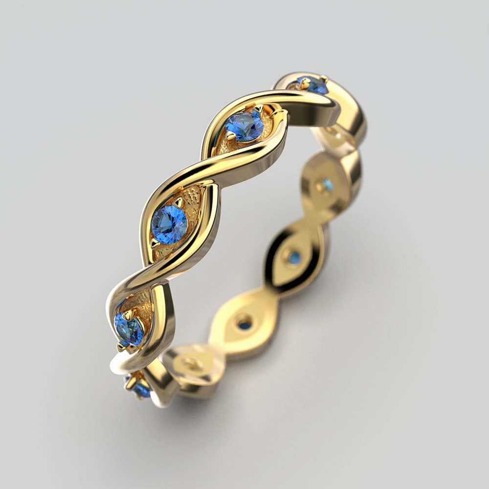 Blue Sapphire Eternity Gold Band