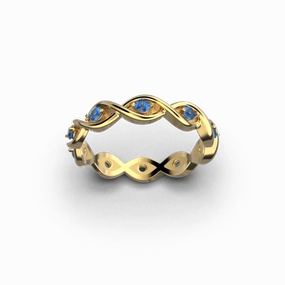 Blue Sapphire Eternity Gold Band