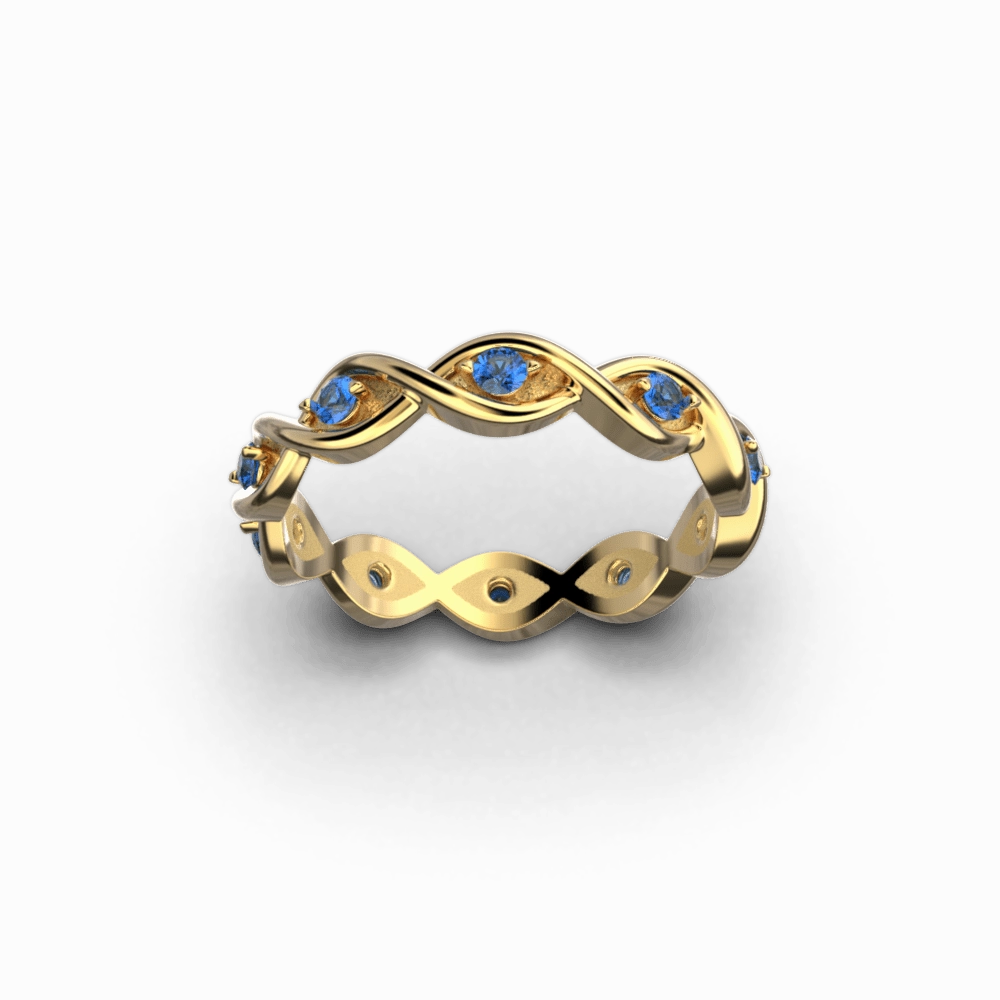 Blue Sapphire Eternity Gold Band