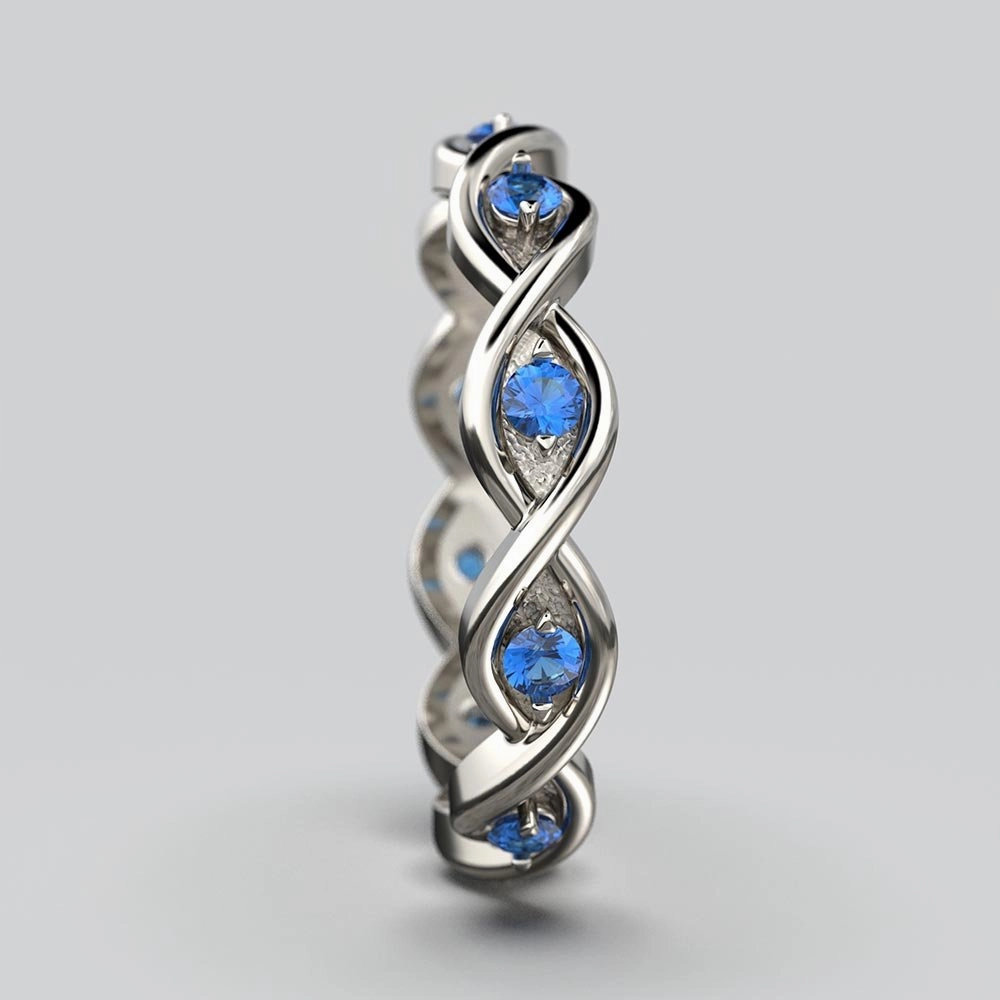 Blue Sapphire Eternity Gold Band