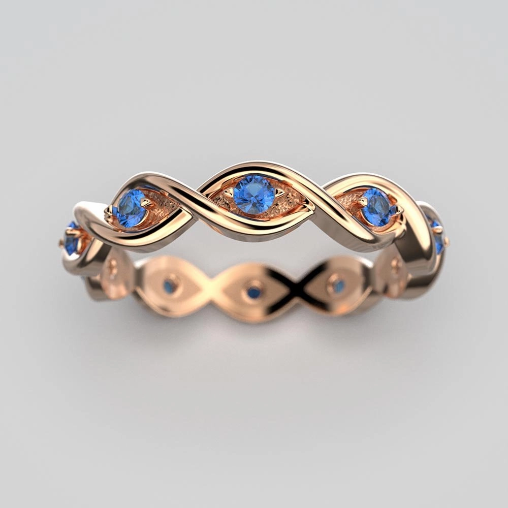 Blue Sapphire Eternity Gold Band