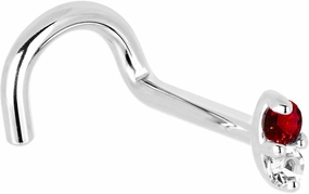 Body Candy Solid 14k White Gold 1.5mm Genuine Ruby Diamond Marquise Right Nose Stud Screw 18 Gauge 1/4"