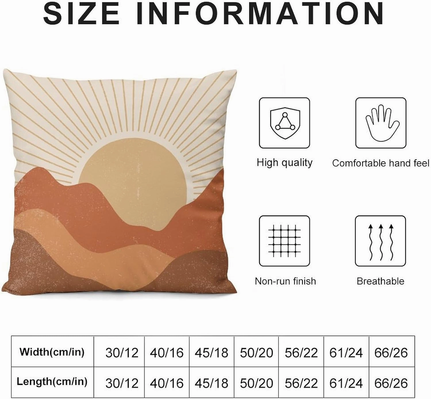 Boho Pillow Covers Set of 2,Mid Century Bohemian Landscape Mountain Sunset Throw Pillow Covers 16x16 Inches Cotton Square Pillow Protectors for Couch Bed Living Room Outdoor Decor 16 "x16