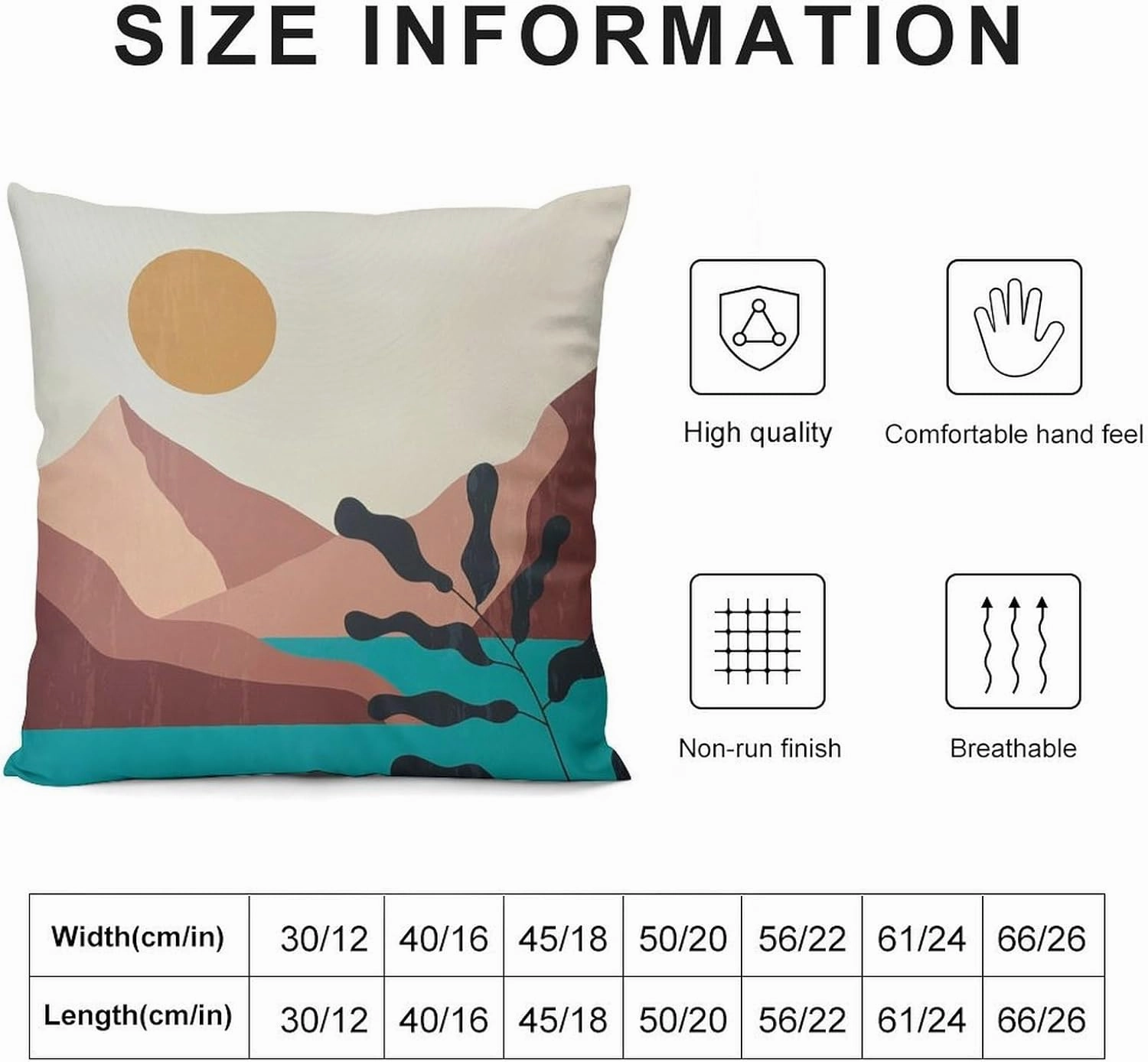 Boho Pillow Covers Set of 2,Modern Boho Sunshine Sunrise Landscape Throw Pillow Covers 16x16 Inches Cotton Square Pillow Protectors for Couch Bed Living Room Outdoor Decor 16 "x16