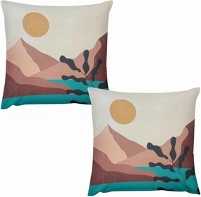 Boho Pillow Covers Set of 2,Modern Boho Sunshine Sunrise Landscape Throw Pillow Covers 16x16 Inches Cotton Square Pillow Protectors for Couch Bed Living Room Outdoor Decor 16 "x16