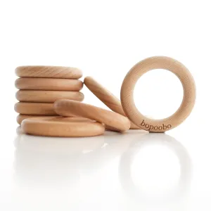 bopoobo Wooden Rings Natural Beech for Craft, Unfinished Wood Ring Circle Rings for DIY Baby Teething Toys, Baby Wooden Teether Accessories, Pendant Connector(10 Pcs, 70mm