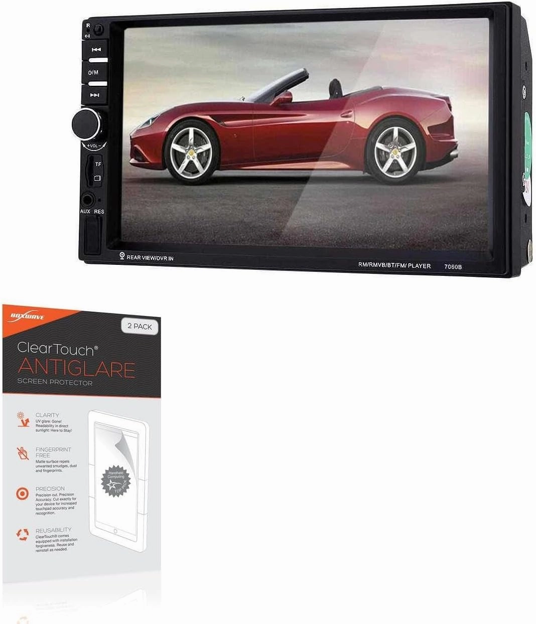BoxWave Screen Protector Compatible with Excelvan 7060B Car Audio Player (7 in) - ClearTouch Anti-Glare (2-Pack), Anti-Fingerprint Matte Film Skin