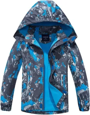 Boys Girls Rain Jacket for Kids Waterproof Coat Lightweight Hooded Fleece Lined Raincoats Windbreakers